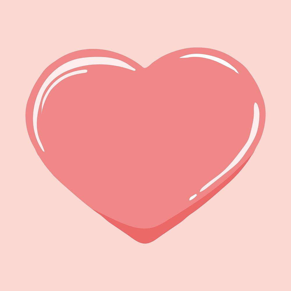 Pink glossy heart collage element vector
