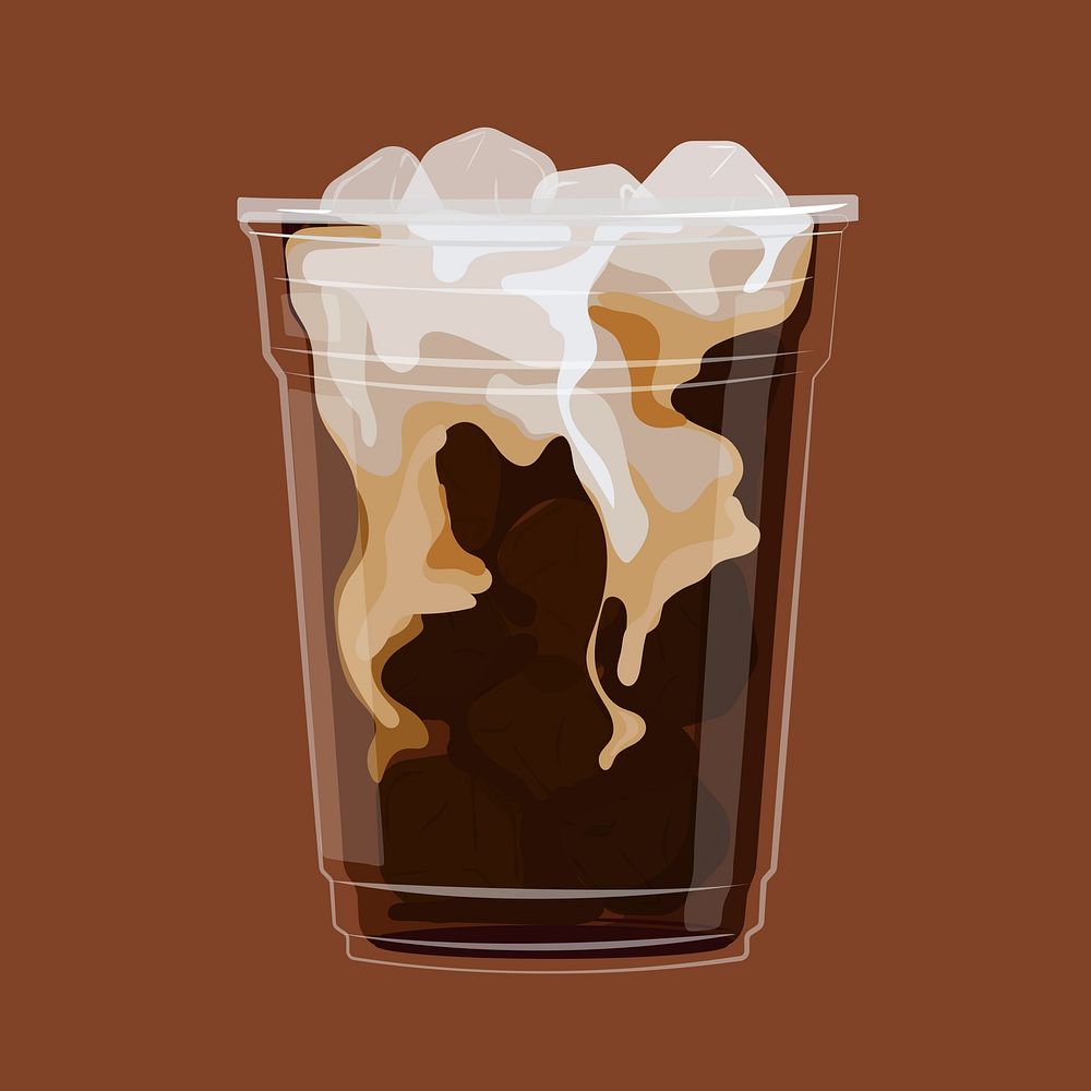 Iced latte coffee, drink illustration vector