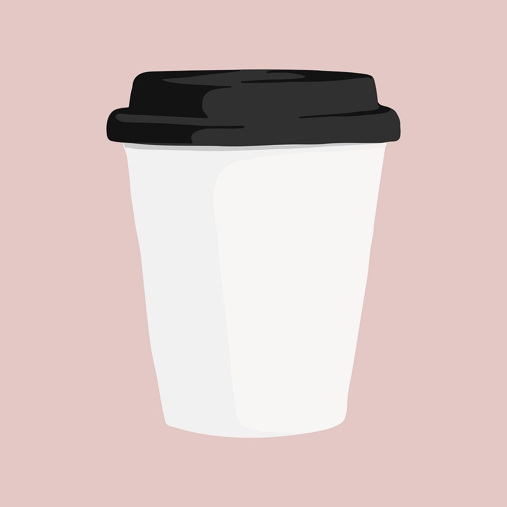 White takeaway cup, food packaging illustration