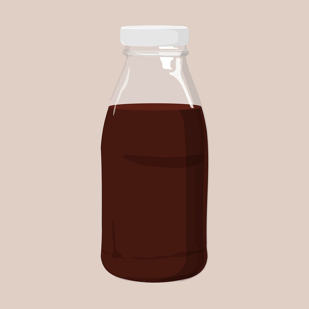 Chocolate milk bottle, dairy drink illustration
