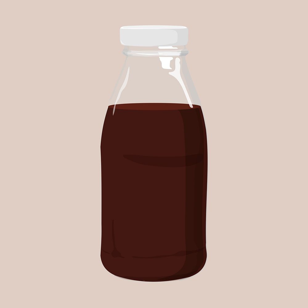 Chocolate milk bottle, dairy drink illustration psd