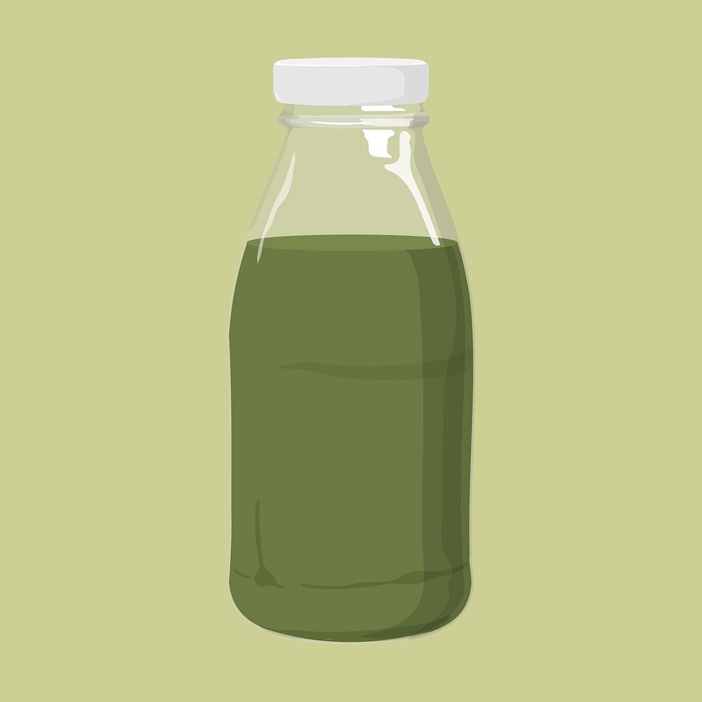 Milk green tea bottle, dairy drink illustration vector