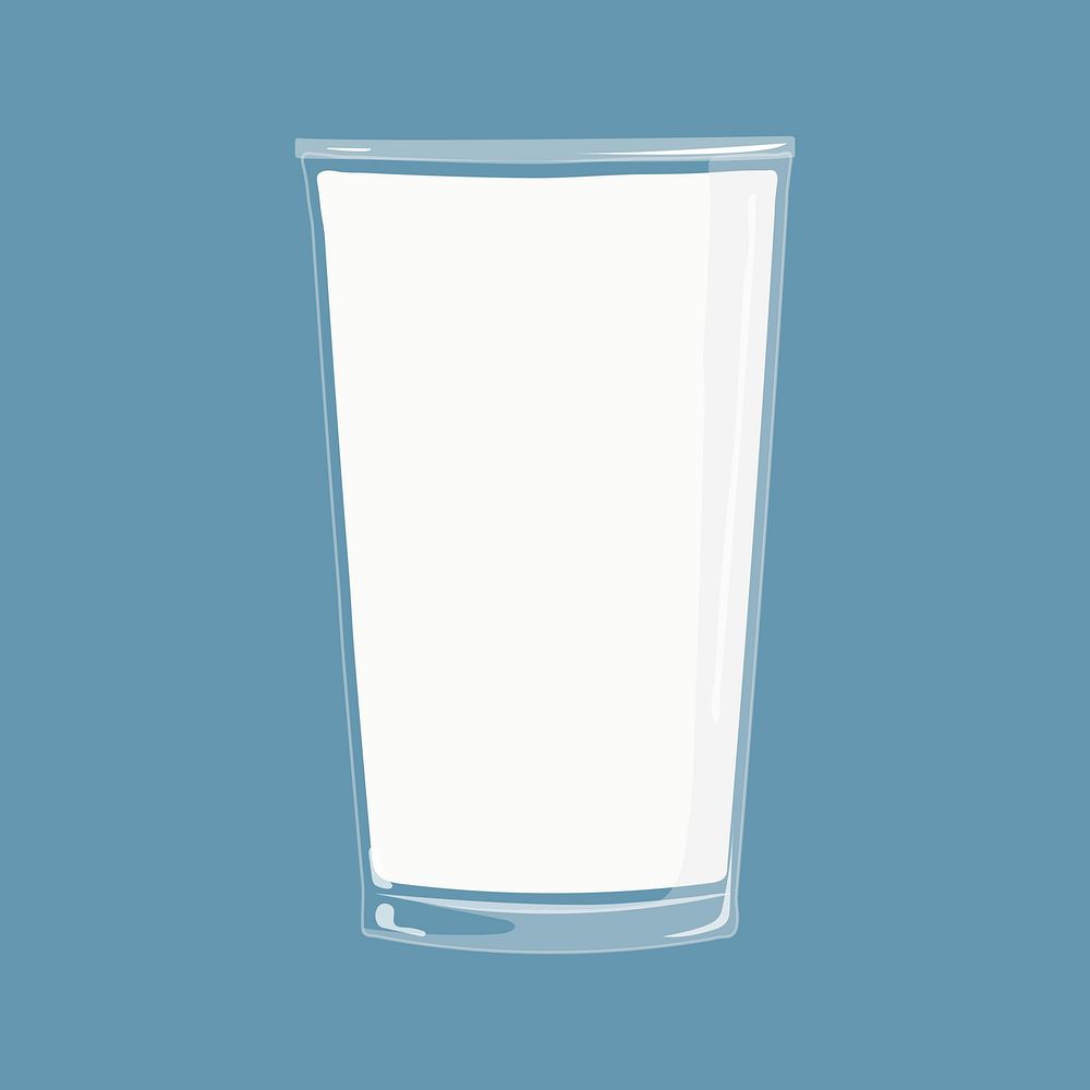 Glass of milk, dairy drink illustration vector