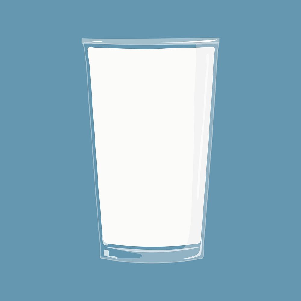 Glass of milk, dairy drink illustration
