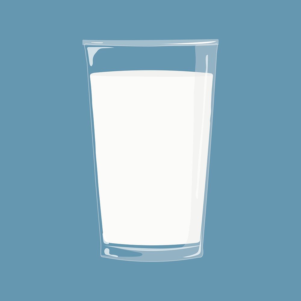 Glass of milk, dairy beverage illustration psd