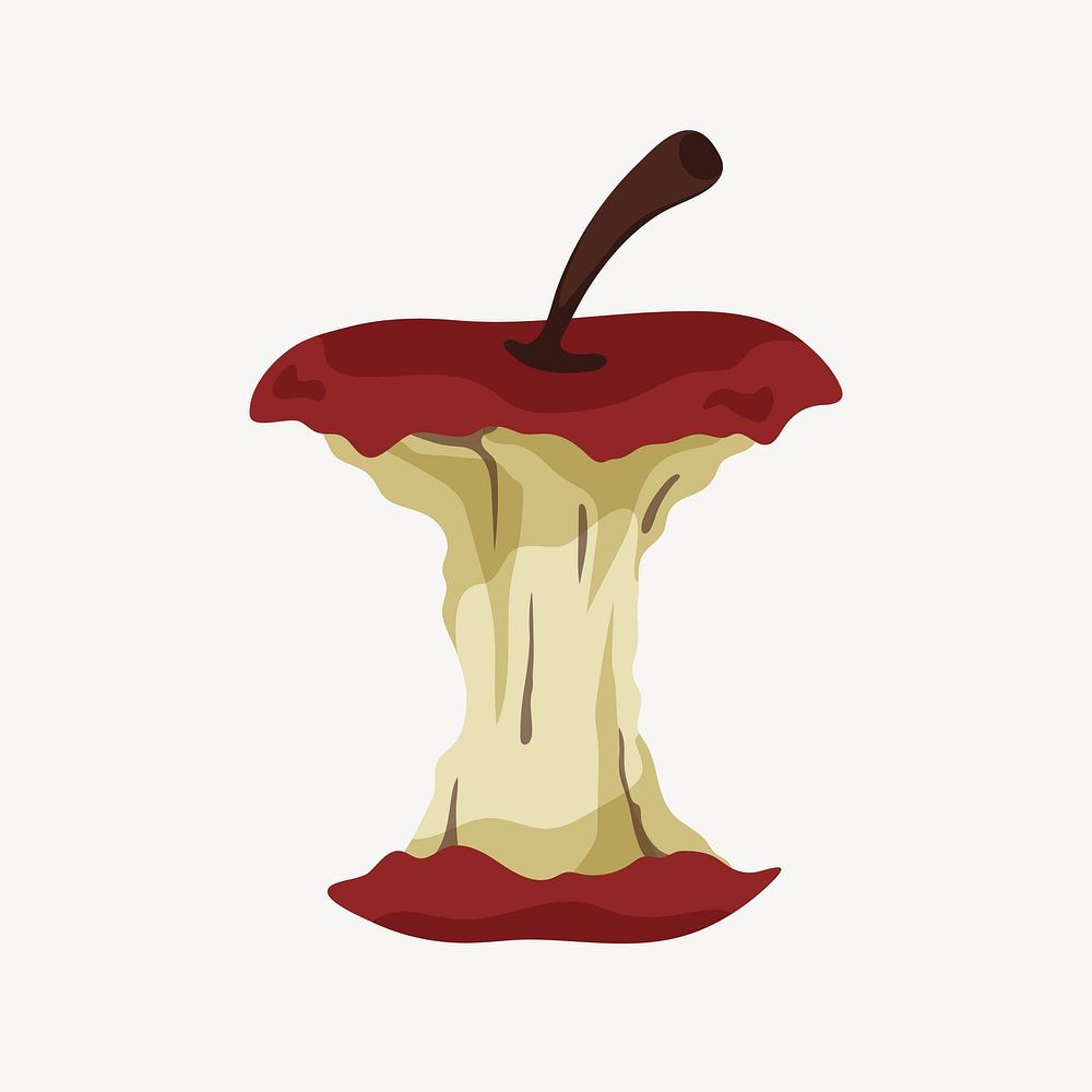 Eaten apple collage element vector