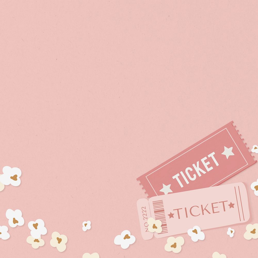 Movie tickets border background, pink design