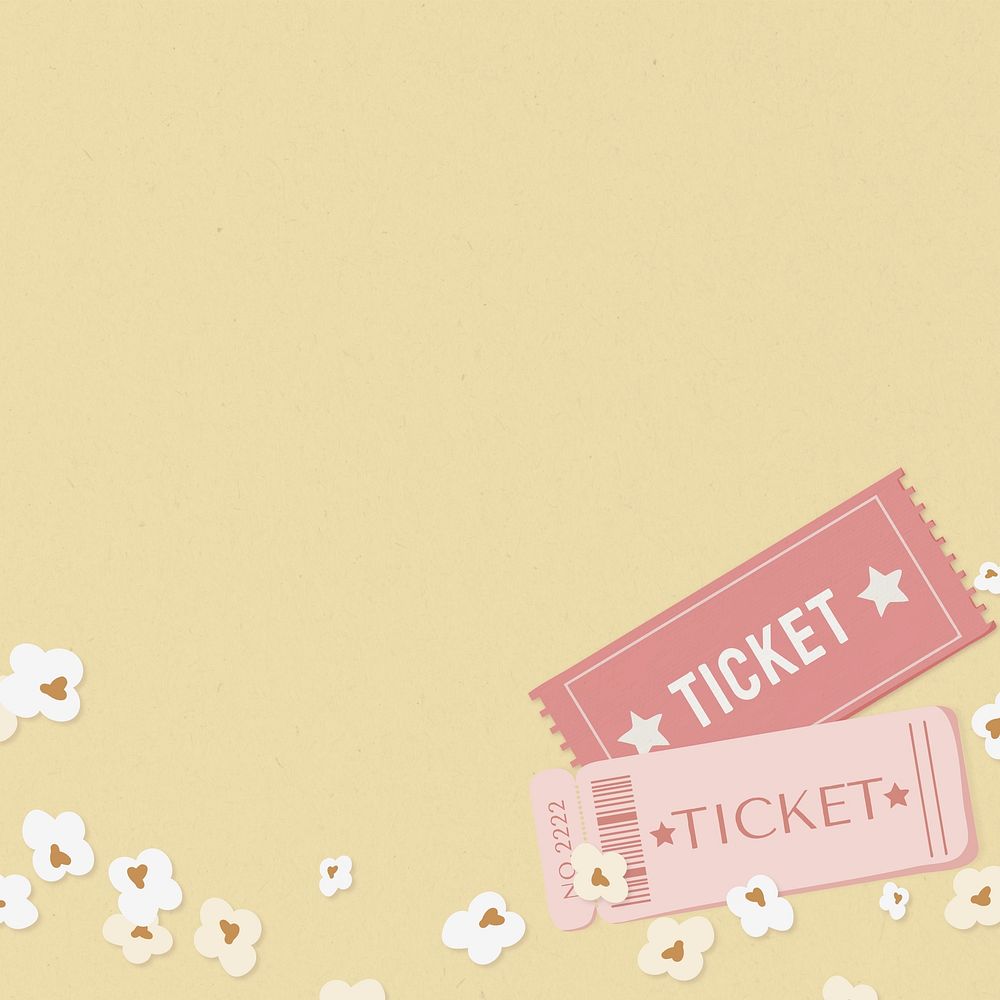 Movie tickets border background, yellow design