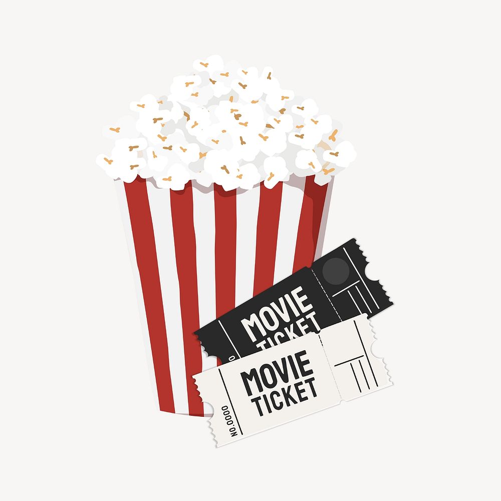 Movie popcorn, date night illustration