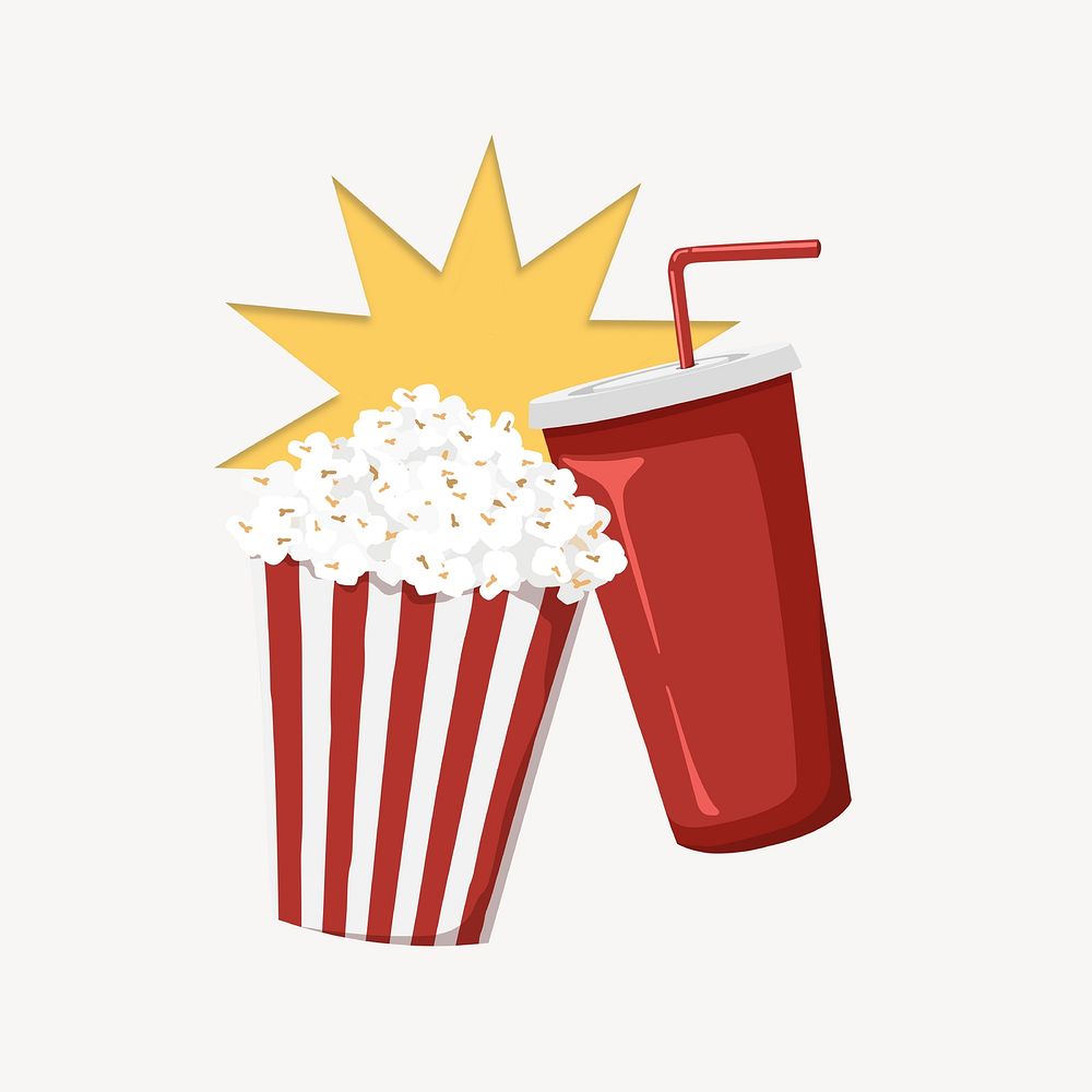 Popcorn movie snack, food illustration