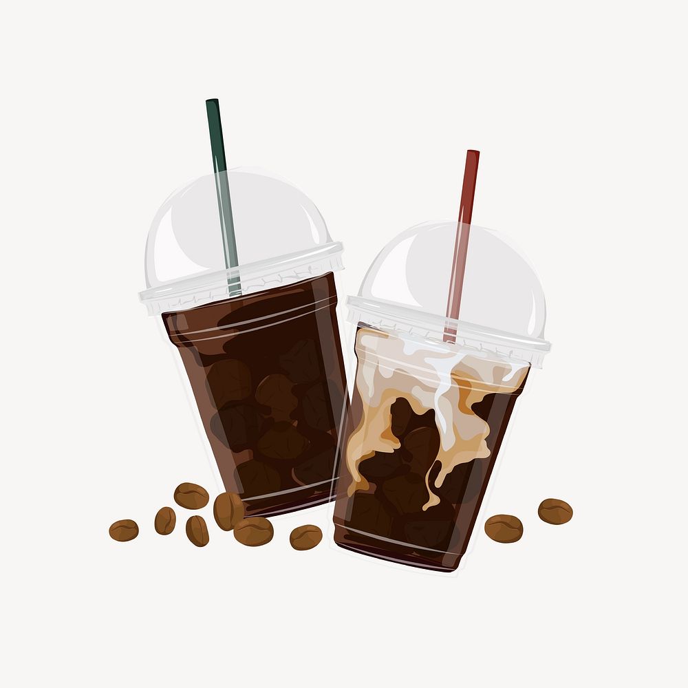 Iced coffee, morning drink illustration