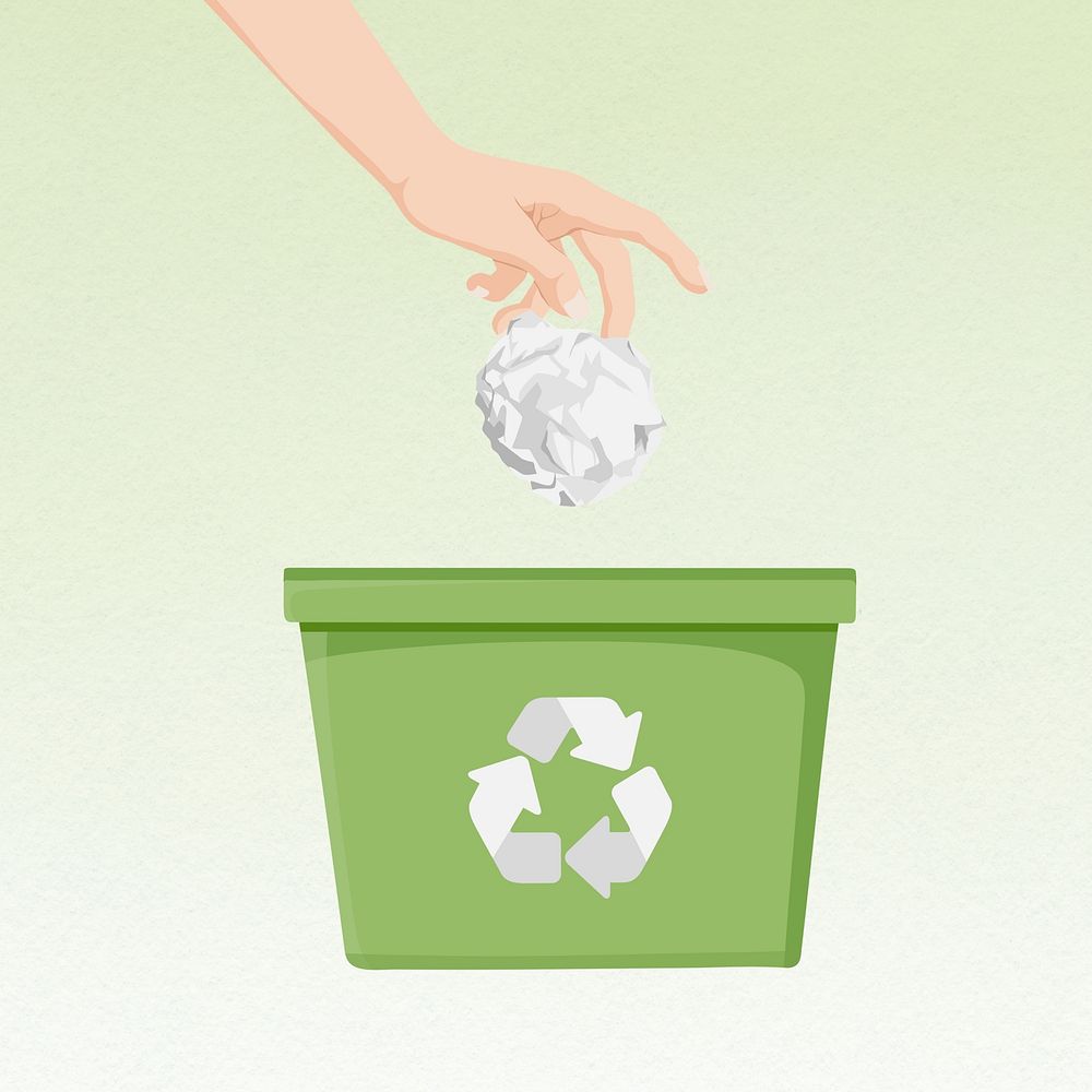 Paper recycle trash can, environment illustration