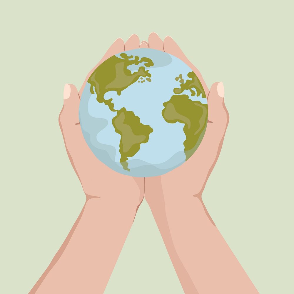 Save the earth, environmentalist hand illustration