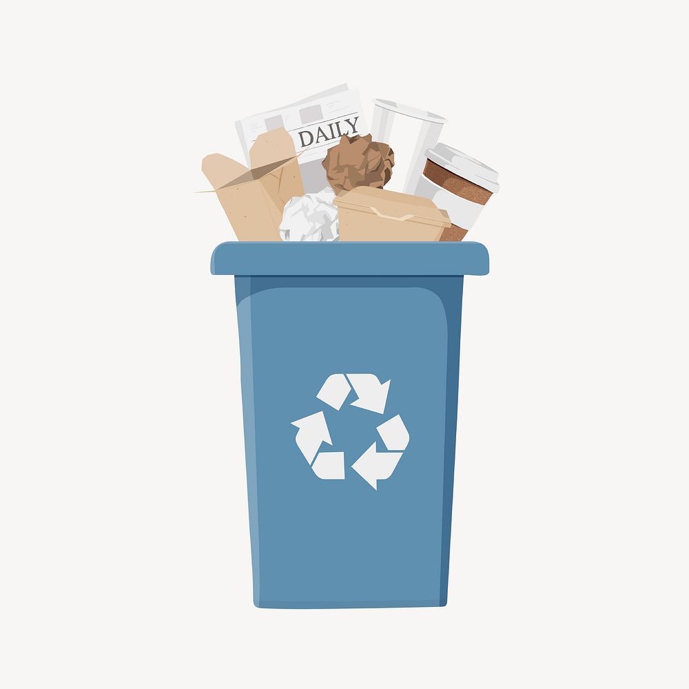 Paper recycling bin, environment illustration