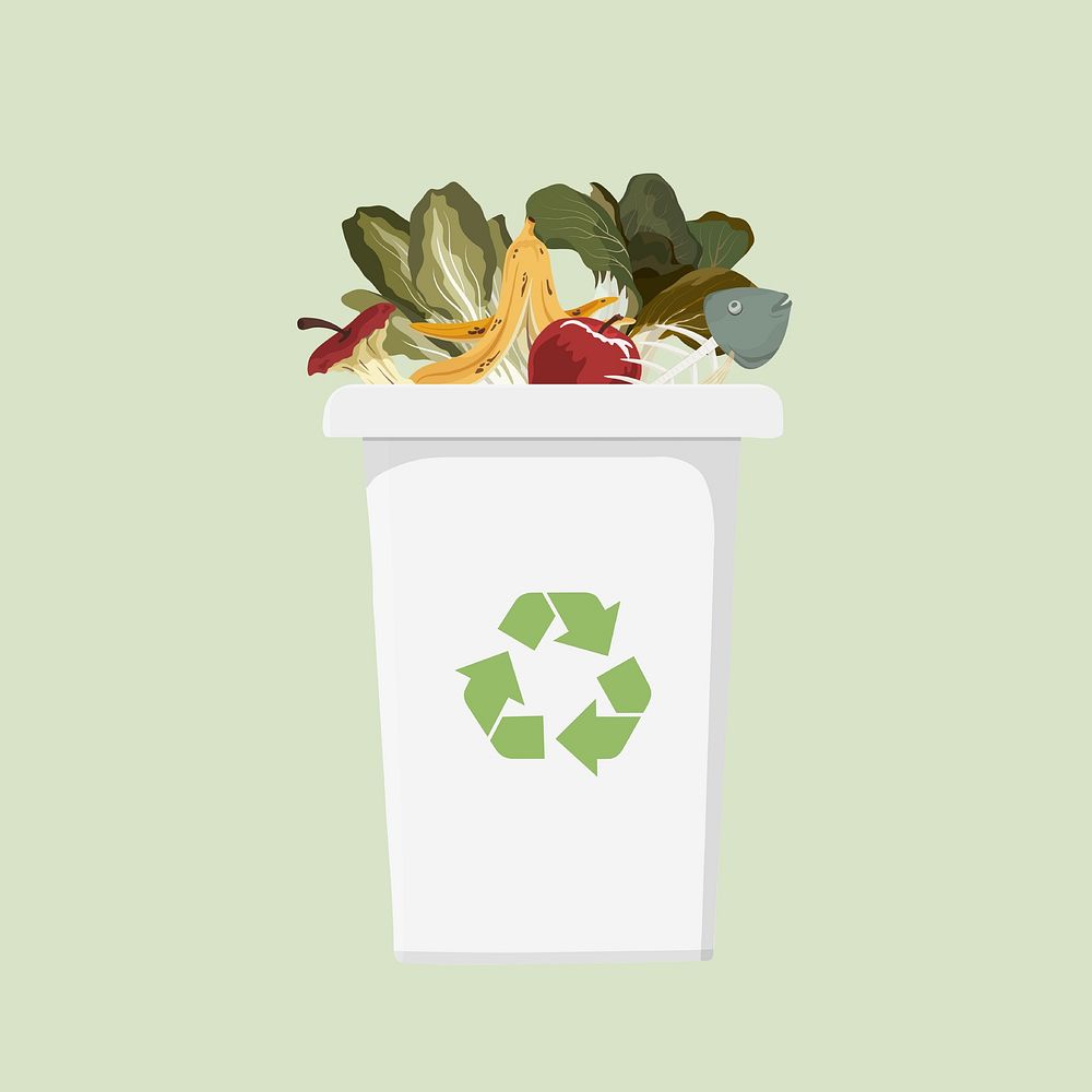 White recycling bin, environment illustration