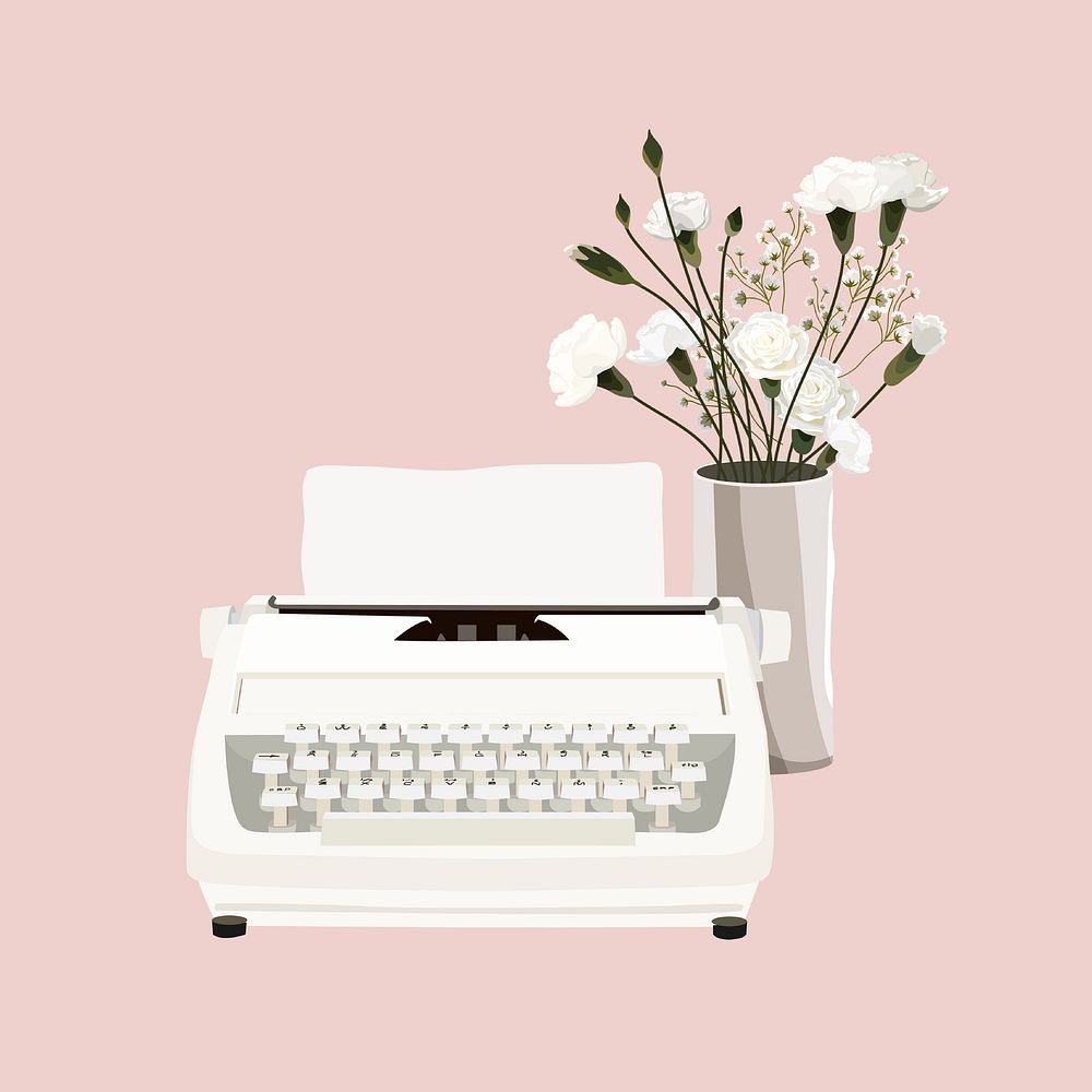 Retro typewriter, aesthetic vector illustration