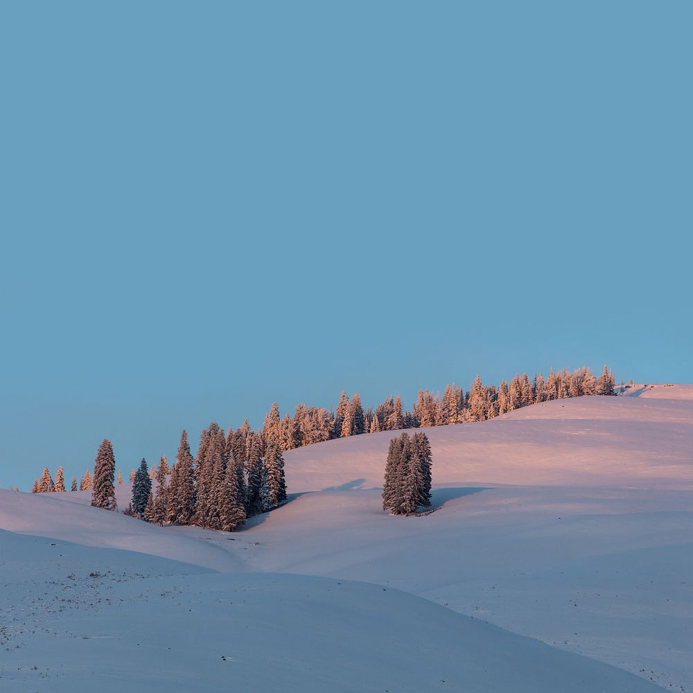 Snow mountain background, winter border