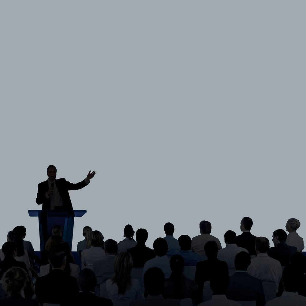 Business conference silhouette border background