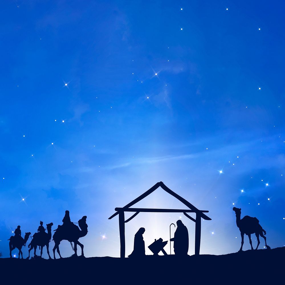 Three Wise Men background, silhouette border