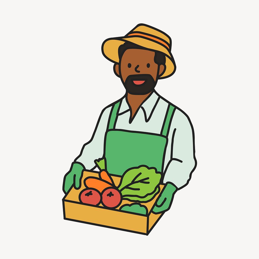 Male smart farmer selling organic produce collage element vector