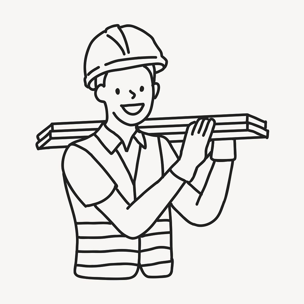 Civil engineer construction worker line art  illustration