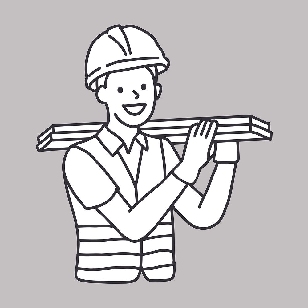 Civil engineer construction worker flat line vector