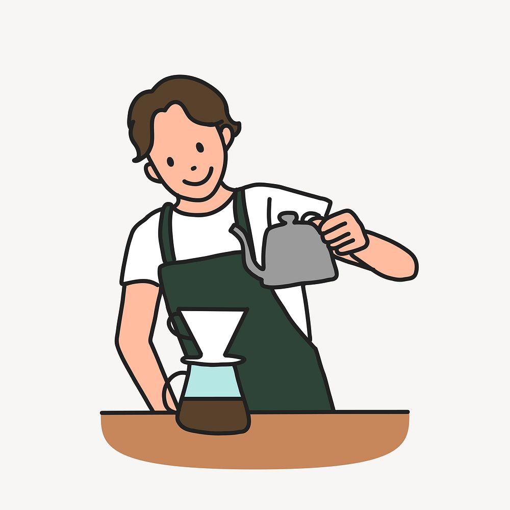 Barista preparing manual drip coffee  illustration