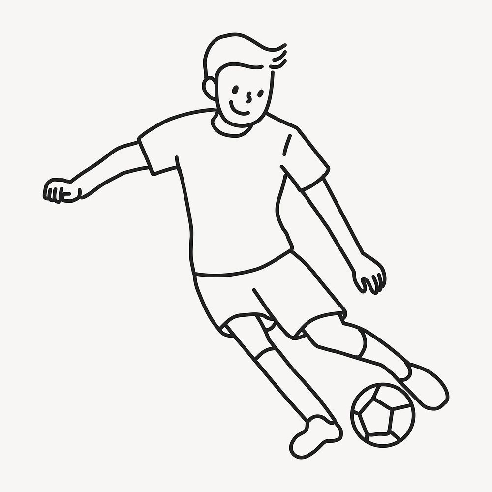 Man playing football line drawing  illustration