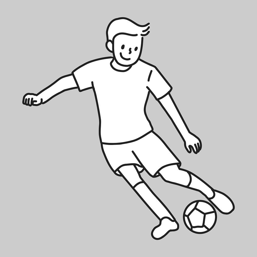 Man playing football flat line  illustration