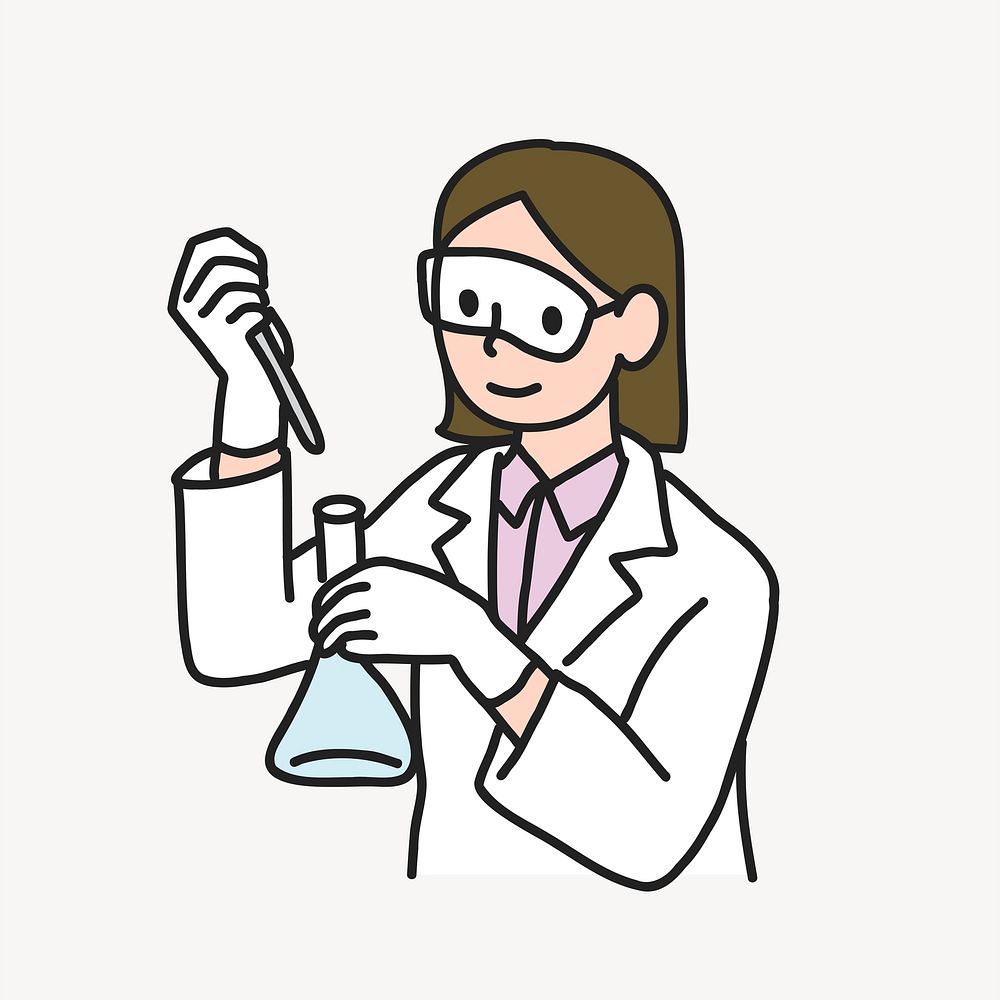 Young female scientist working in lab vector