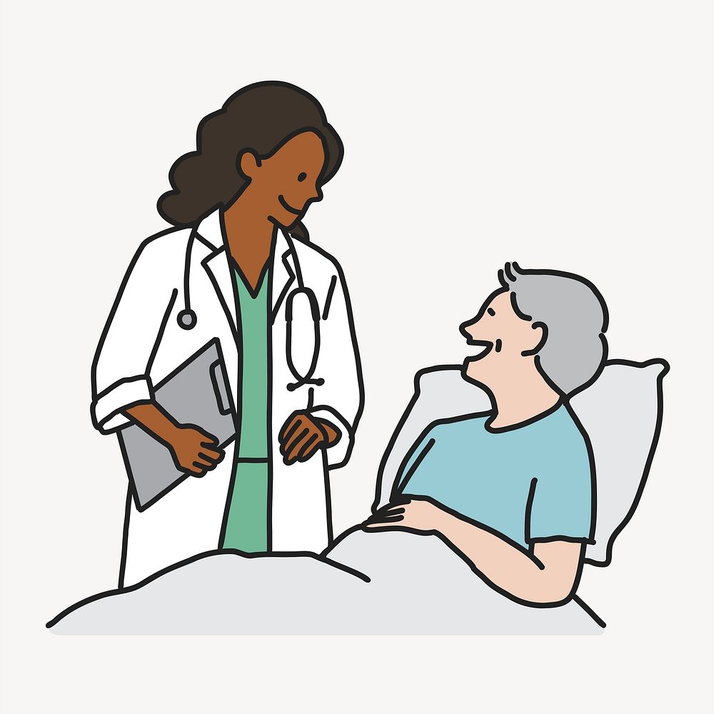 Doctor visiting patient in hospital vector