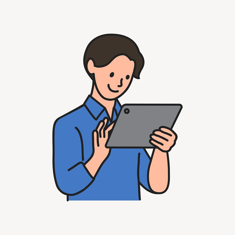 Man using digital tablet  illustration