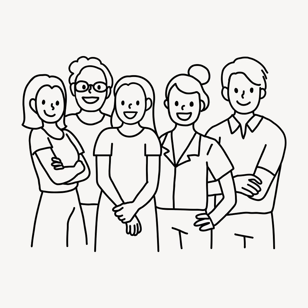 Employee in diversity workplace line drawing  illustration