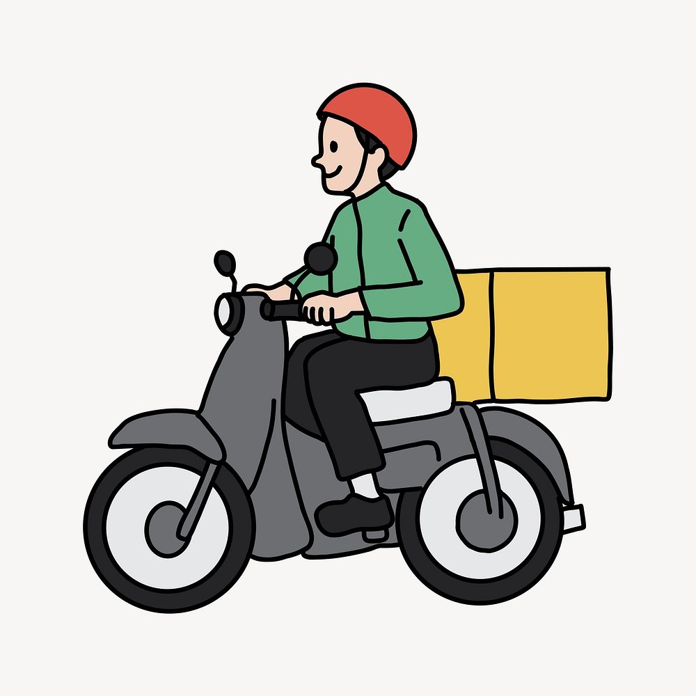Delivery man on motorcycle vector