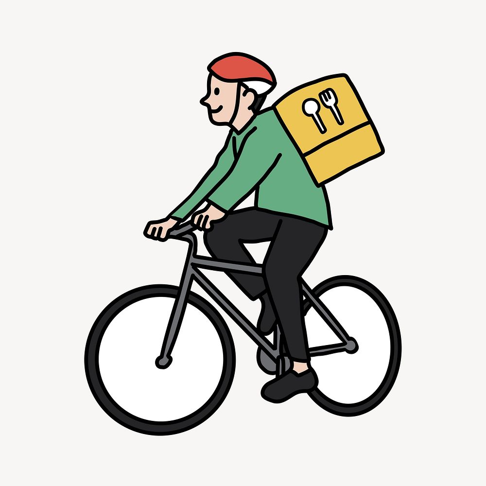 Bicycle food delivery man collage element vector