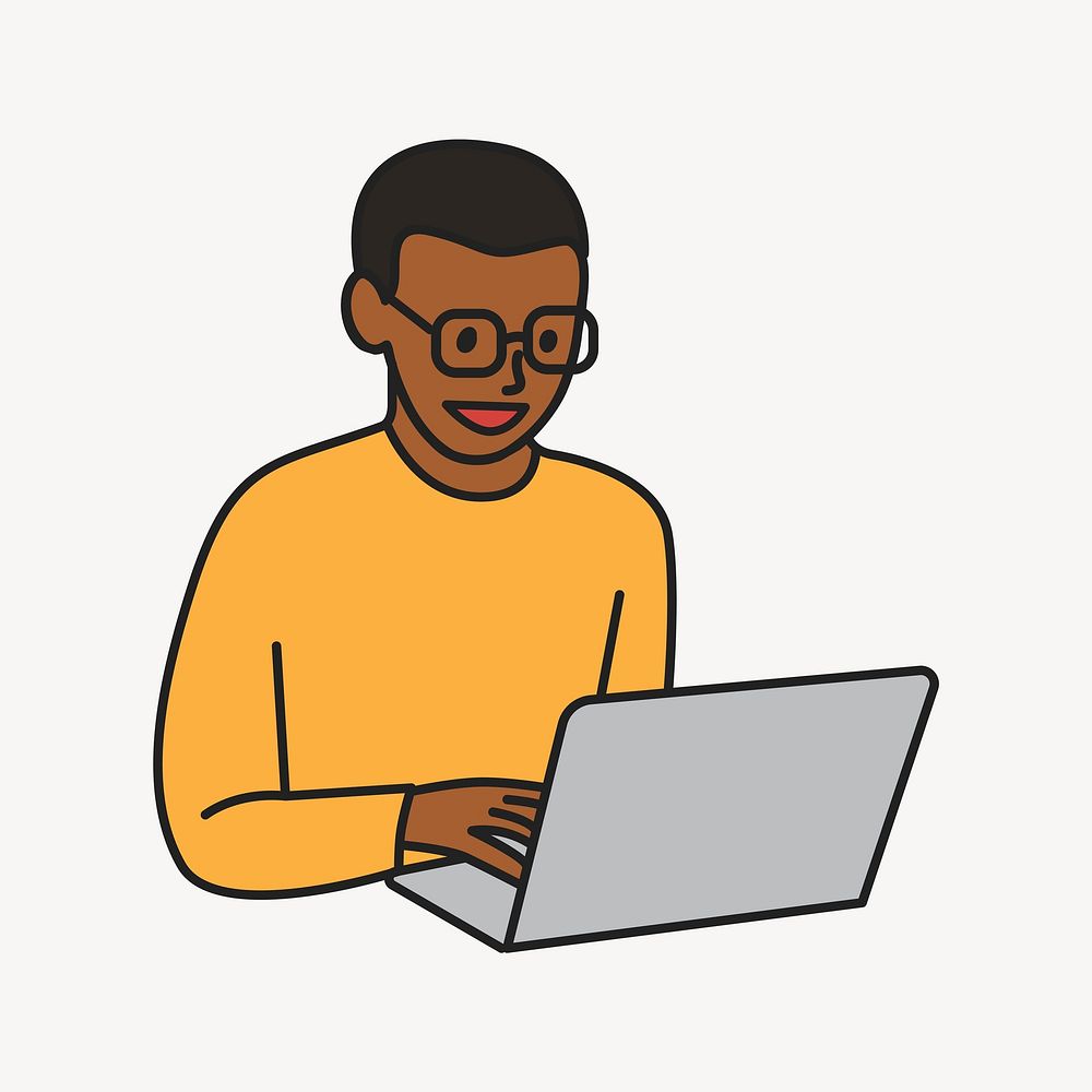 African man using laptop computer vector
