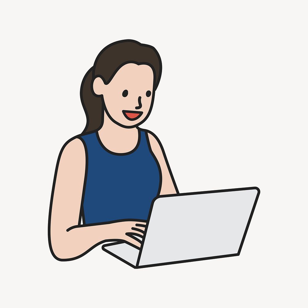 Woman using notebook computer vector
