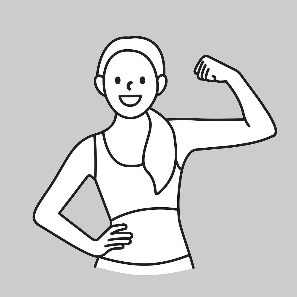 Woman workout line drawing vector
