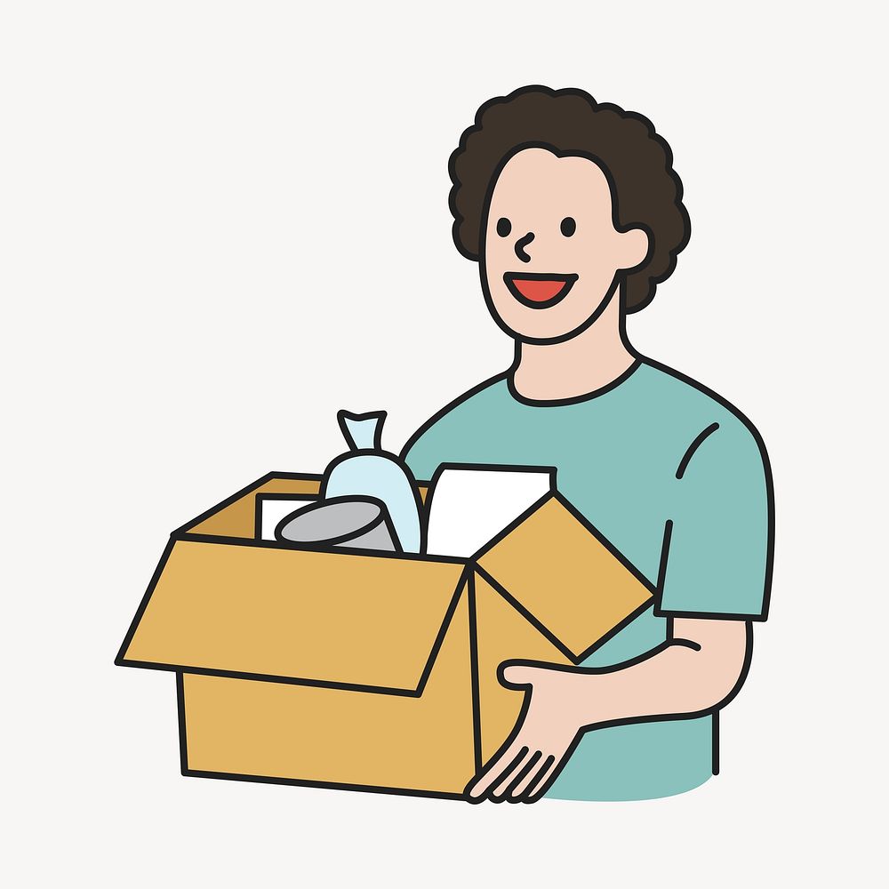 Man holding moving box  illustration