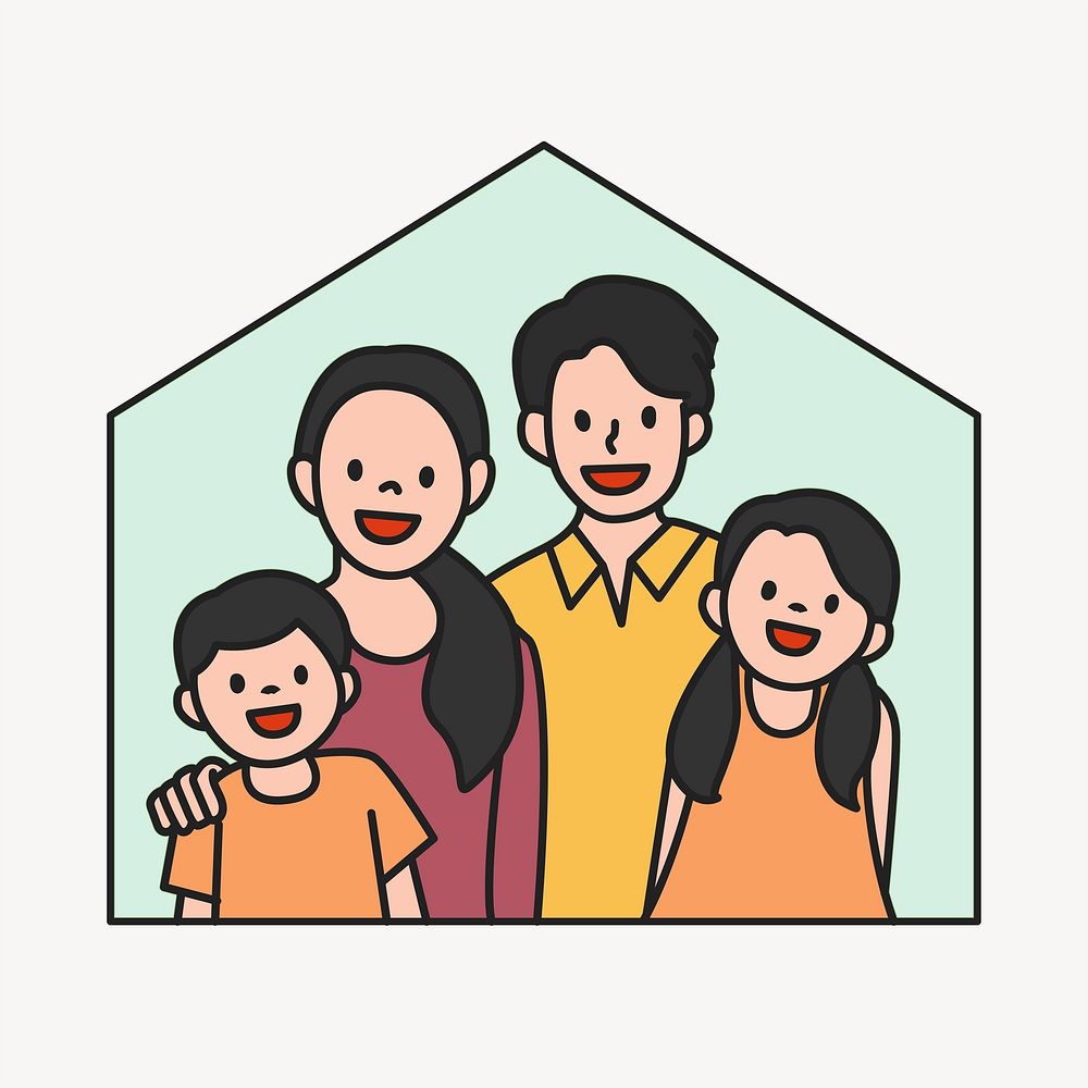 Happy home family  illustration