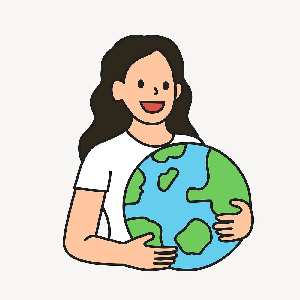 Woman save the planet collage element vector