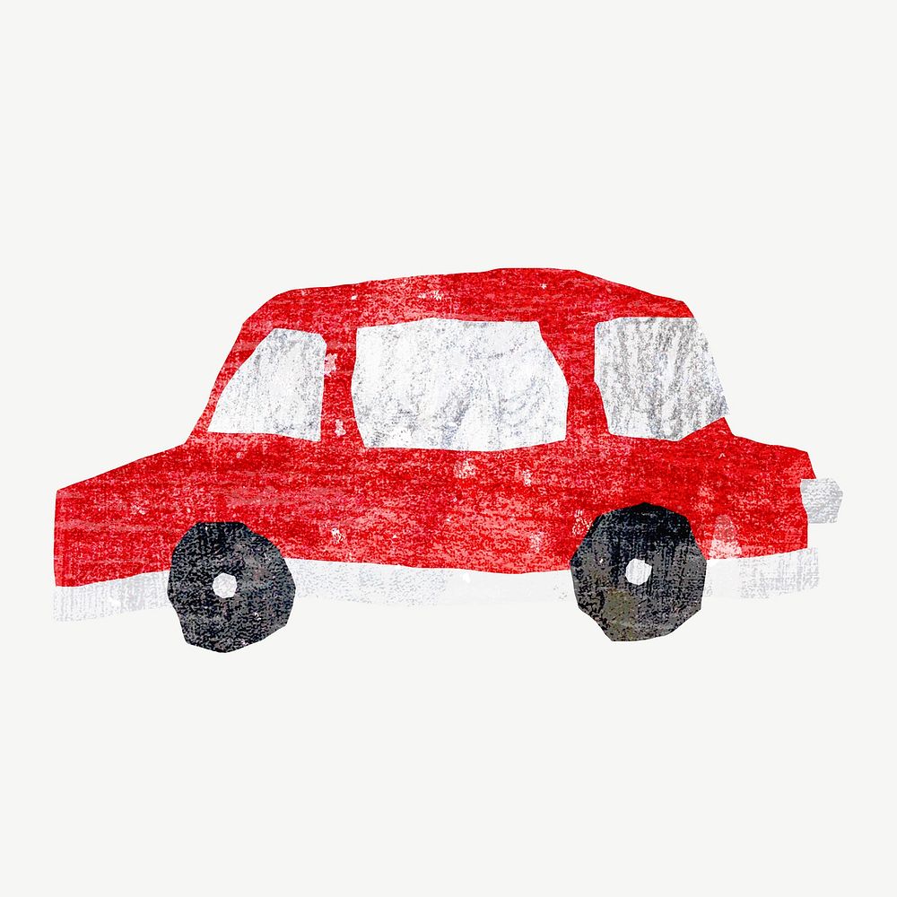 Red car, paper craft element psd