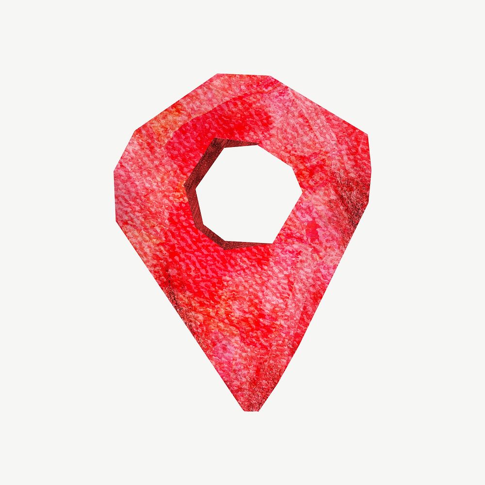 Location pin icon, paper craft element psd