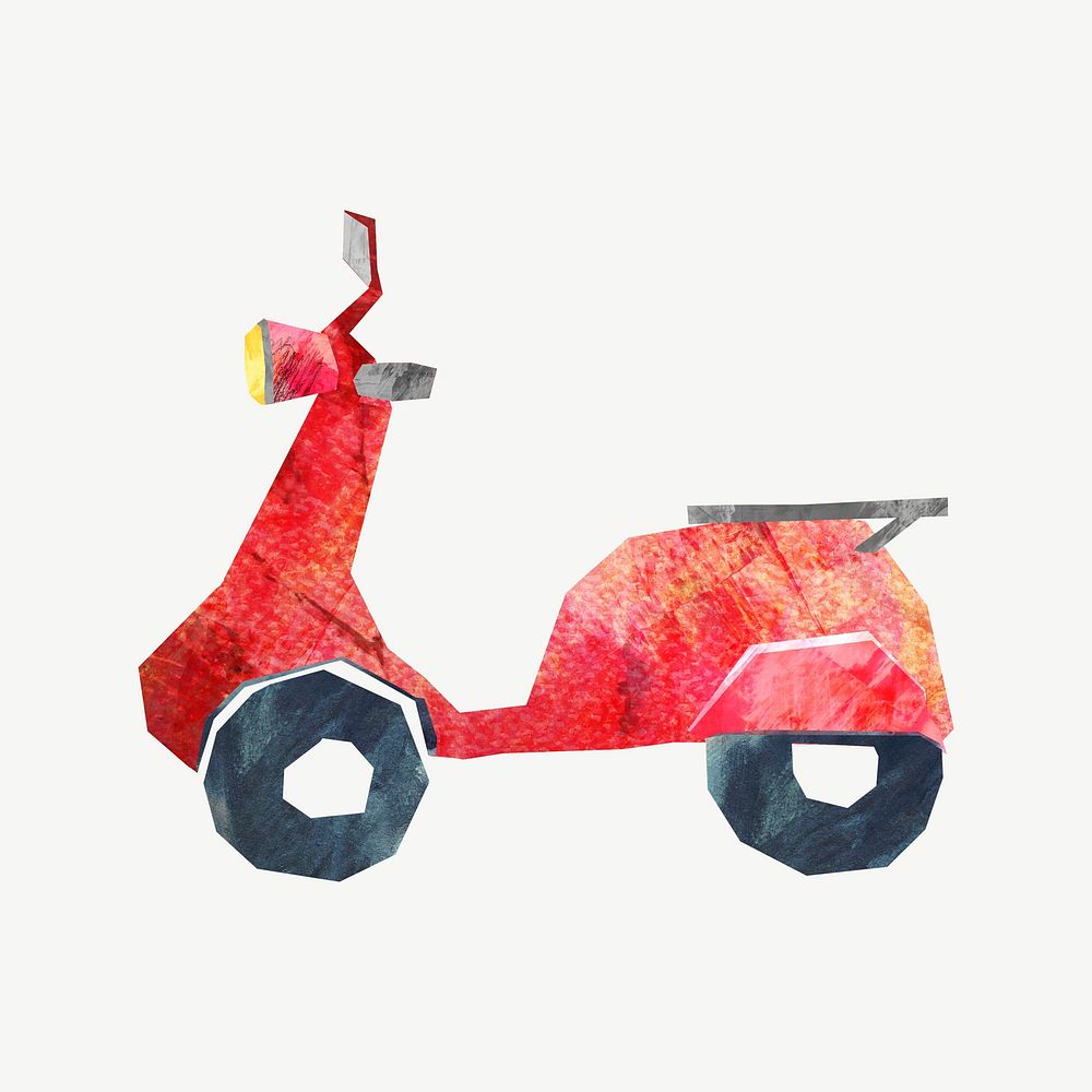 Motorcycle scooter, paper craft element psd