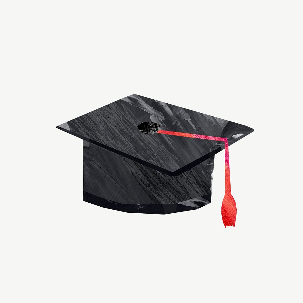 Graduation cap education, paper craft element psd