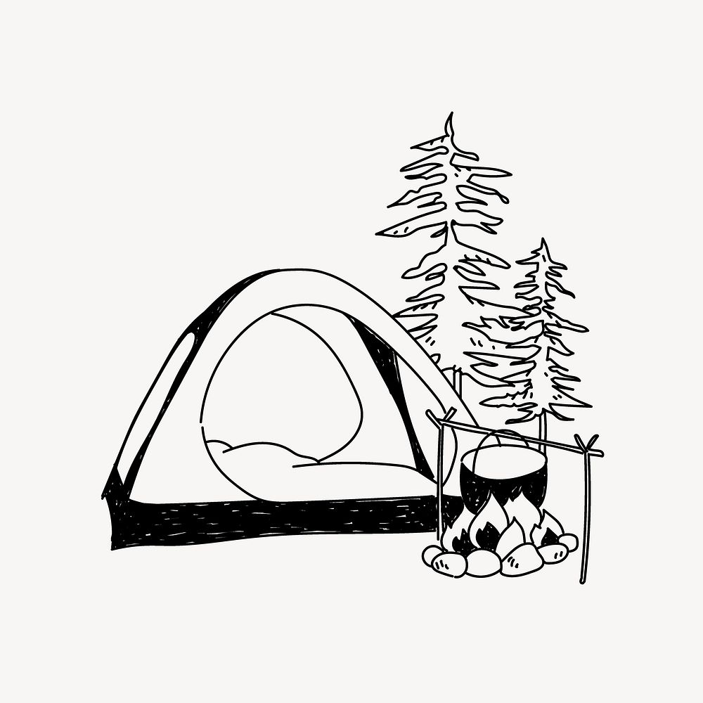 Camping line art illustration