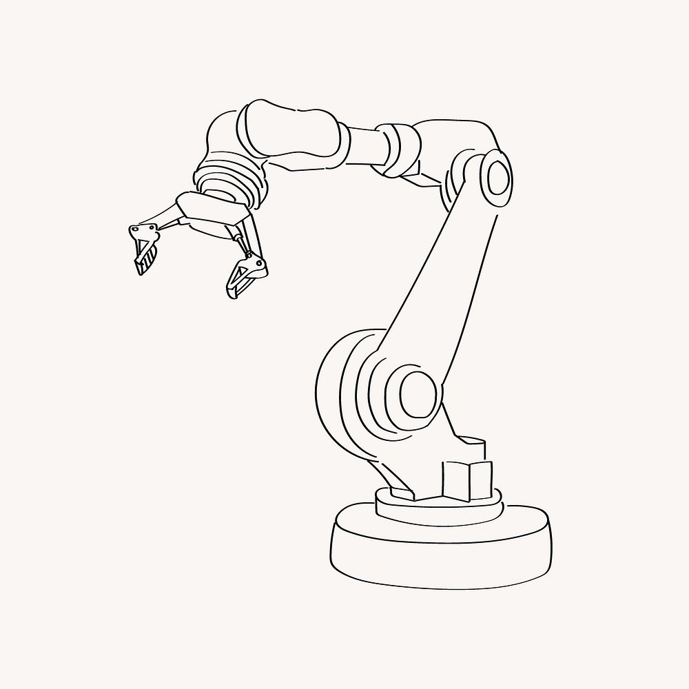 Robotic arm line art vector