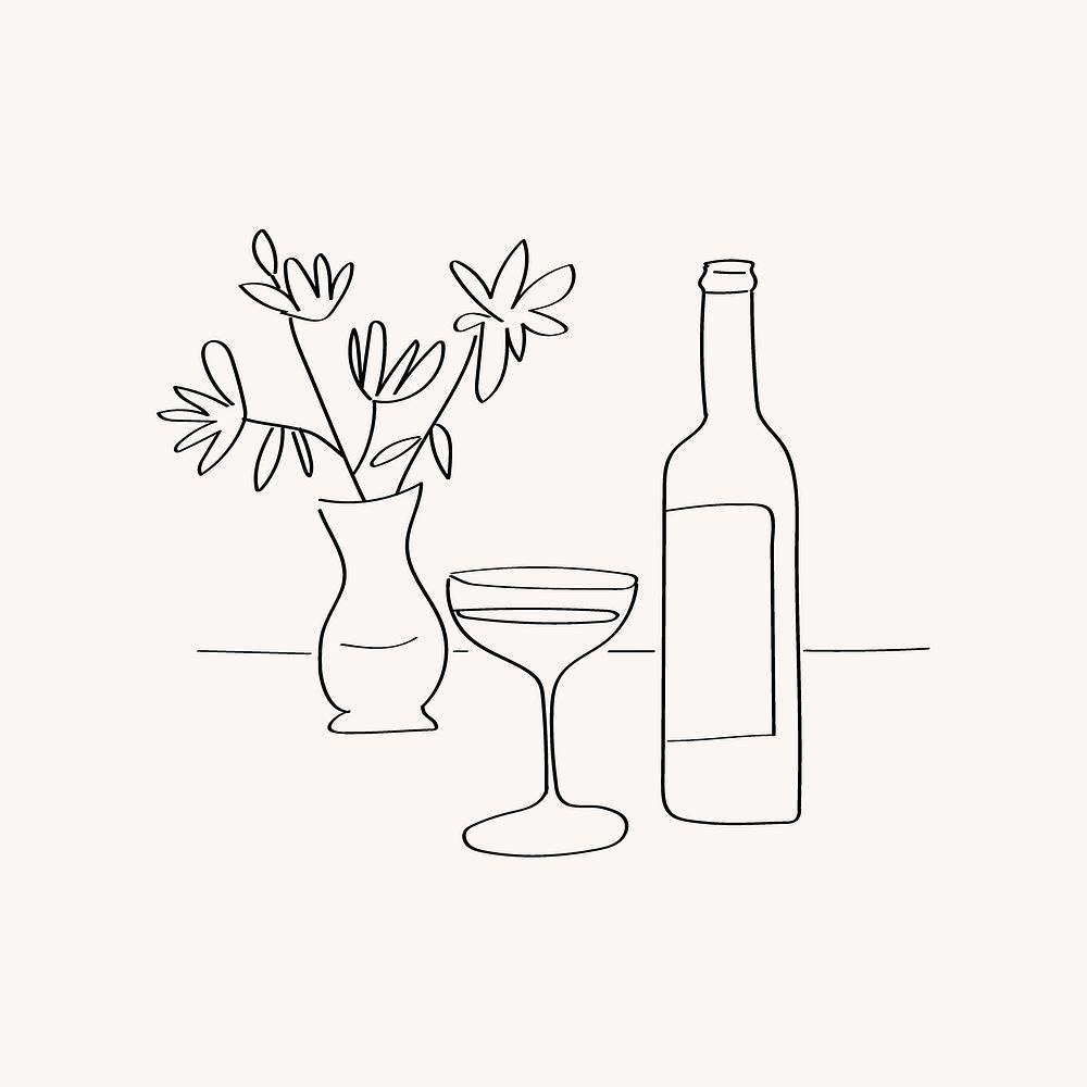 Alcoholic drink line art vector