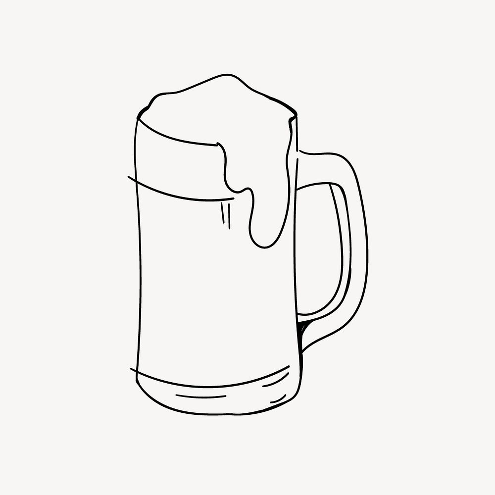 Beer glass line art vector