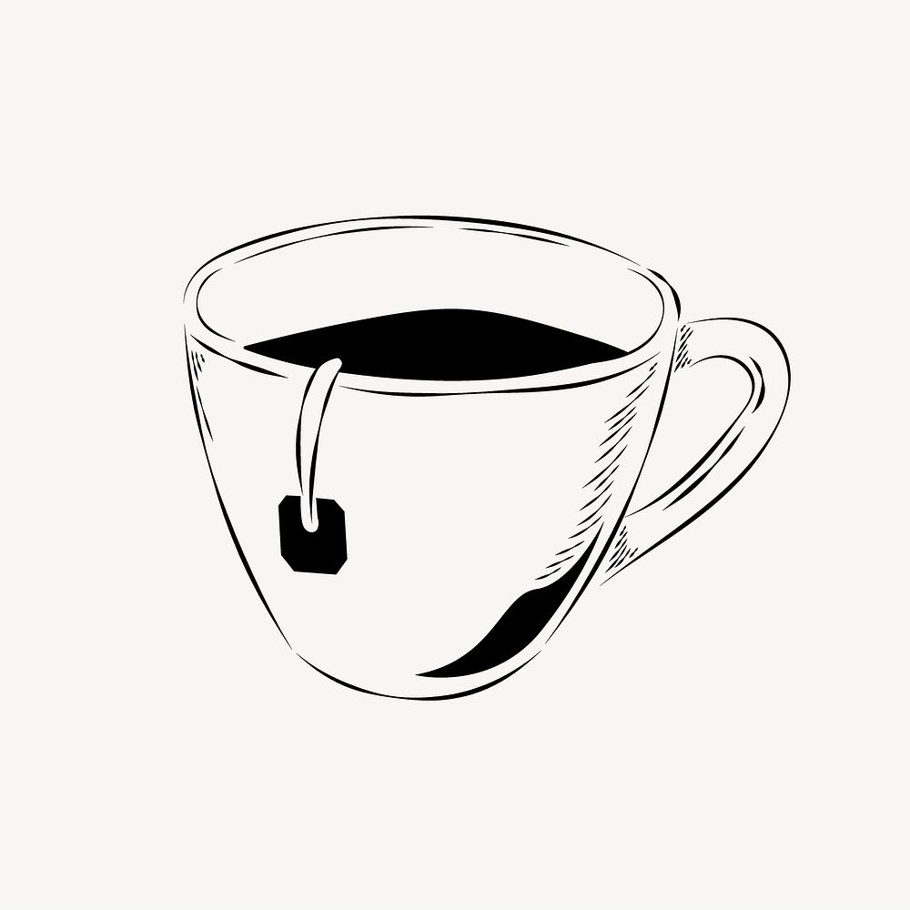 Tea cup line art vector